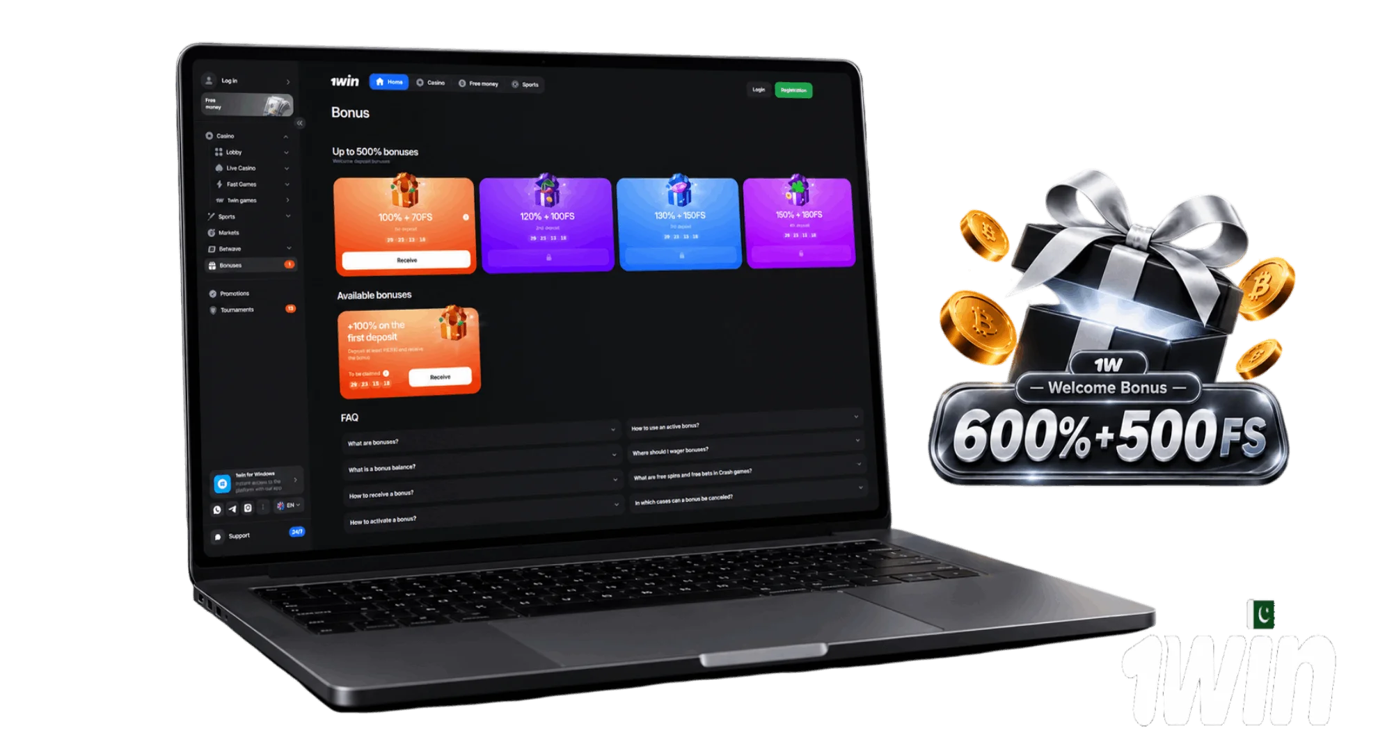 Welcome Bonus and other Promotion Program for Pakistani Players available on 1win