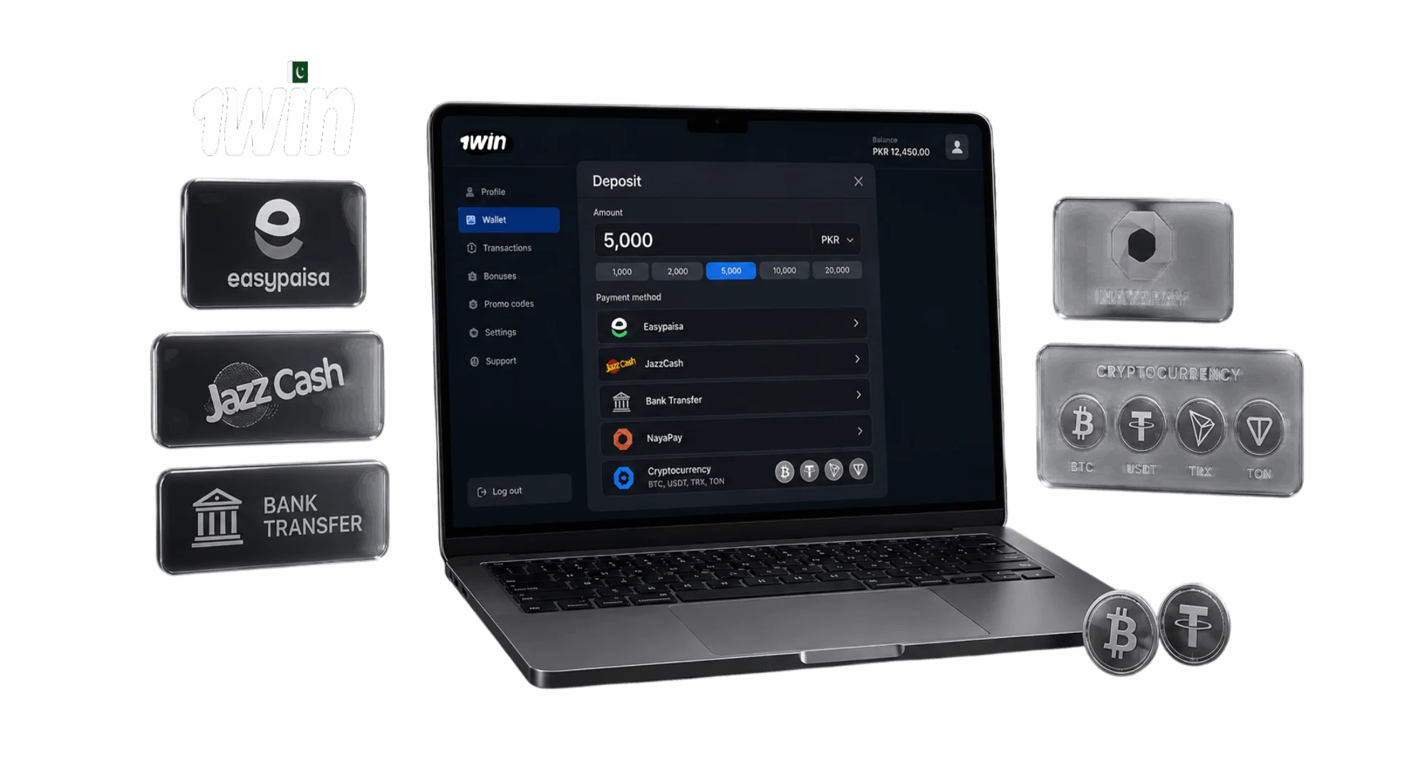 1win online casino deposit interface