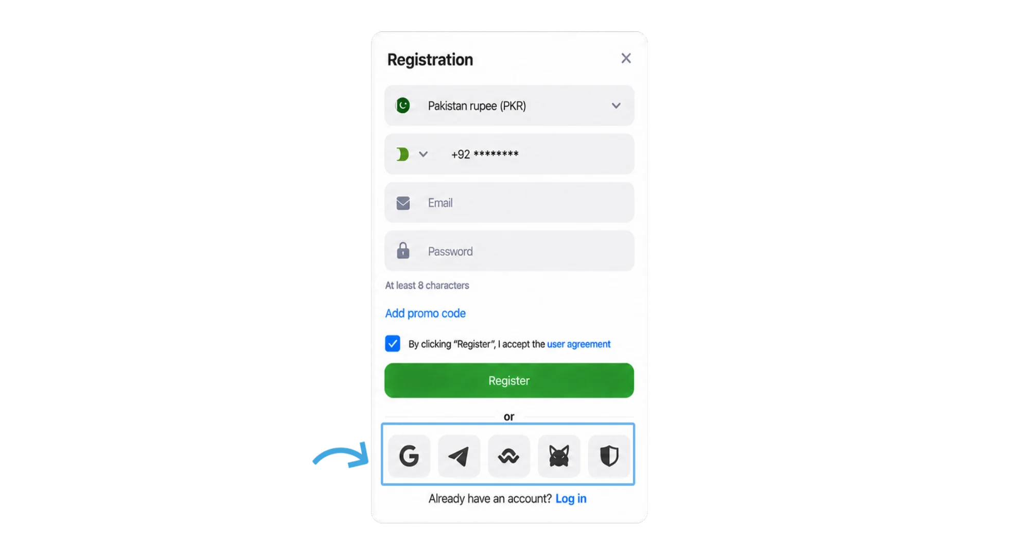 Step 1 -Selecting registration method