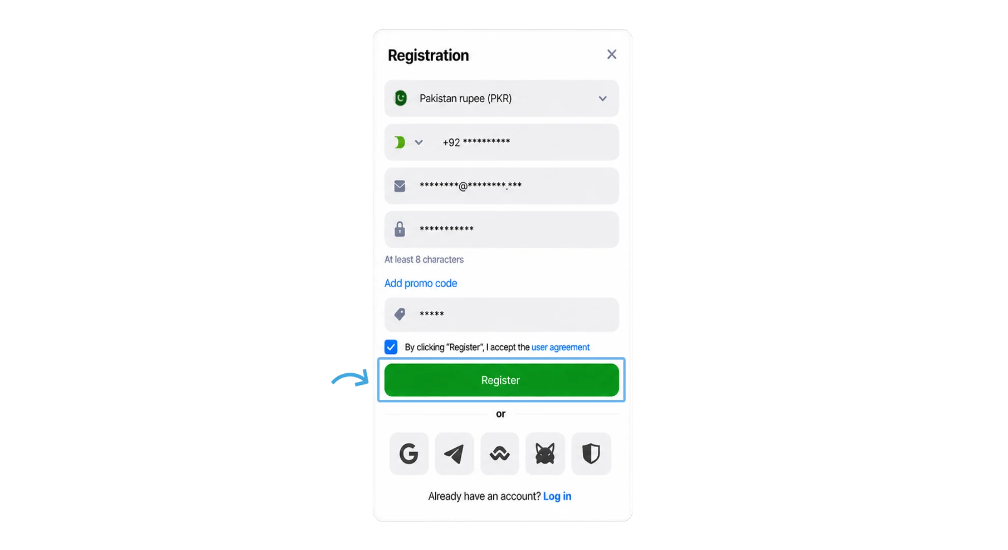 step 4 Submitting the registration form to finish profile setup on 1win